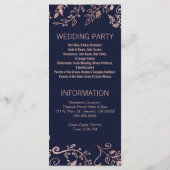 Elegantes Hochzeitsprogramm für Navy Blue Rose Gol Programm (Rückseite)