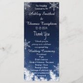 Elegantes Hochzeitsprogramm für Navy Blue Snowflak Programm (Vorderseite)