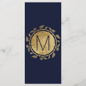 Elegantes Hochzeitsprogramm für Navy Blue und Gold Programm (Rückseite)