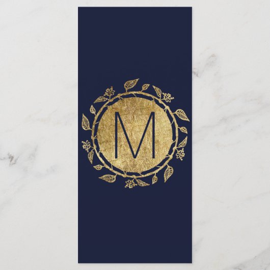 Elegantes Hochzeitsprogramm für Navy Blue und Gold Programm (Rückseite)