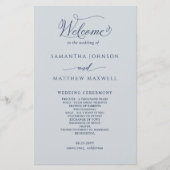 Elegantes Hochzeitsprogramm für Navy Blue und Silv (Vorderseite)