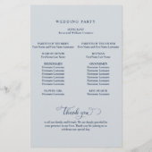 Elegantes Hochzeitsprogramm für Navy Blue und Silv (Rückseite)
