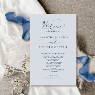 Elegantes Hochzeitsprogramm für Navy Blue und Silv