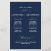 Elegantes Hochzeitsprogramm für Navy Blue und Whit (Rückseite)