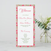 Elegantes Hochzeitsprogramm für Pink Peony Floral (Stehend Vorderseite)