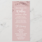 Elegantes Hochzeitsprogramm für Rose Gold und Rosa Programm (Vorderseite)