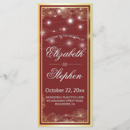 Elegantes Hochzeitsprogramm für Rote und Goldflora Programm