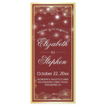 Elegantes Hochzeitsprogramm für Rote und Goldflora