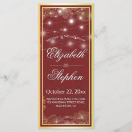 Elegantes Hochzeitsprogramm für Rote und Goldflora Programm