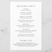 Elegantes Hochzeitsprogramm für Schwarz und Weiß (Rückseite)