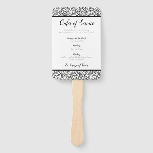 Elegantes Hochzeitsprogramm für Schwarz und Weiß Fächer (Vorderseite)