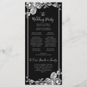 Elegantes Hochzeitsprogramm für Schwarz-weiße Flor Programm (Rückseite)