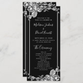 Elegantes Hochzeitsprogramm für Schwarz-weiße Flor Programm (Vorne/Hinten)