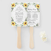 Elegantes Hochzeitsprogramm für Sonnenblumen Fächer (Vorne und Hinten)