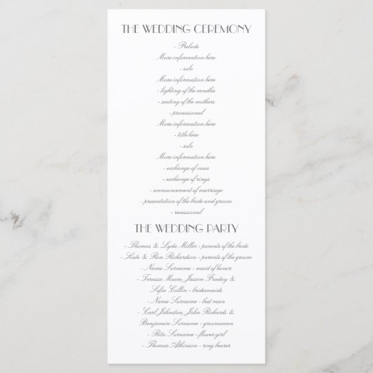 Elegantes Hochzeitsprogramm für Spitzen und Burlap Programm (Rückseite)