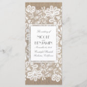 Elegantes Hochzeitsprogramm für Spitzen und Burlap Programm (Vorderseite)