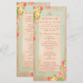 Elegantes Hochzeitsprogramm für Vintage Rose Programm (Vorne/Hinten)