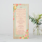 Elegantes Hochzeitsprogramm für Vintage Rose Programm (Stehend Vorderseite)