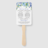 Elegantes Hochzeitsprogramm für Wasserfarben Blue Fächer (Rückseite)