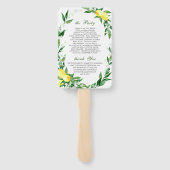 Elegantes Hochzeitsprogramm für Wasserfarben Lemon Fächer (Rückseite)