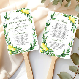 Elegantes Hochzeitsprogramm für Wasserfarben Lemon Fächer