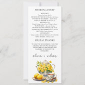 Elegantes Hochzeitsprogramm für Weiß und Gelb (Rückseite)