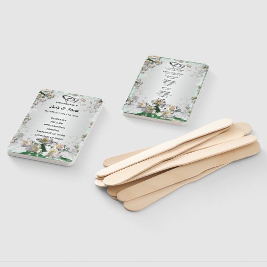 Elegantes Hochzeitsprogramm für Weiße Flora Fächer (Non-assembled)