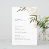 Elegantes Hochzeitsprogramm für Weißwasserflora (Stehend Vorderseite)
