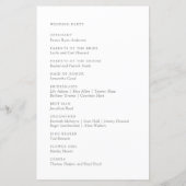 Elegantes Hochzeitsprogramm für Weißwasserflora (Rückseite)