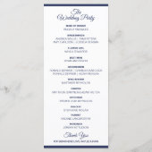 Elegantes Hochzeitsprogramm geblüht | Navy Blue Programm (Rückseite)