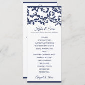Elegantes Hochzeitsprogramm geblüht | Navy Blue Programm (Vorne/Hinten)