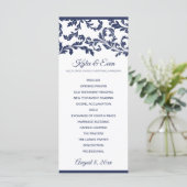 Elegantes Hochzeitsprogramm geblüht | Navy Blue Programm (Stehend Vorderseite)