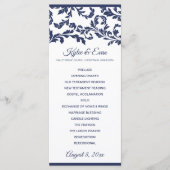 Elegantes Hochzeitsprogramm geblüht | Navy Blue Programm (Vorderseite)
