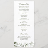 Elegantes Hochzeitsprogramm im Oliven Grün mit flo Programm (Rückseite)