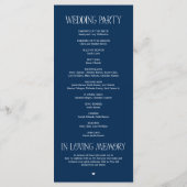 Elegantes Hochzeitsprogramm in mariner Typografie Programm (Rückseite)
