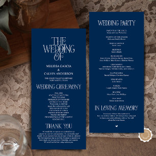 Elegantes Hochzeitsprogramm in mariner Typografie Programm