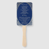 Elegantes Hochzeitsprogramm in Navyblau Fächer (Rückseite)