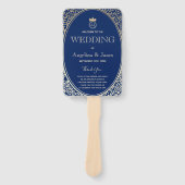 Elegantes Hochzeitsprogramm in Navyblau Fächer (Vorderseite)