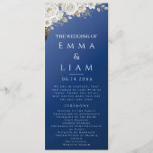 Elegantes Hochzeitsprogramm in Navyblau, Gold und Programm (Vorderseite)