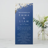 Elegantes Hochzeitsprogramm in Navyblau, Gold und Programm (Stehend Vorderseite)