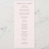 Elegantes Hochzeitsprogramm in Rosa Programm (Rückseite)