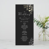 Elegantes Hochzeitsprogramm in Schwarz und Gold Programm (Stehend Vorderseite)