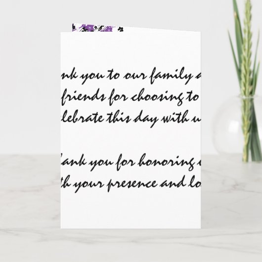 Elegantes Hochzeitsprogramm Japanische Blume Lila Programm (Rückseite)