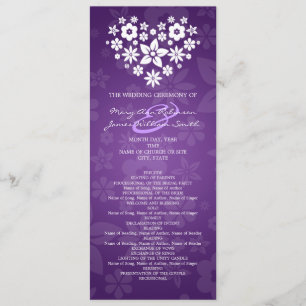 Elegantes Hochzeitsprogramm Lila Herz Programm
