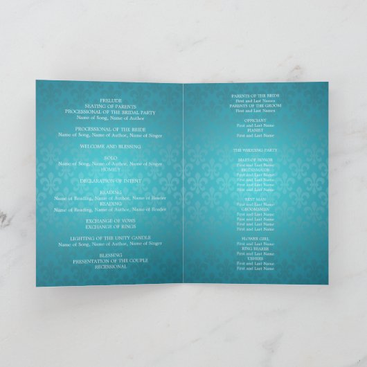 Elegantes Hochzeitsprogramm Lilie Blue Programm (Innenseite)