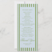 Elegantes Hochzeitsprogramm mit blaugrünem Streife (Rückseite)