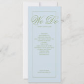 Elegantes Hochzeitsprogramm mit blaugrünem Streife (Vorderseite)