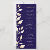 Elegantes Hochzeitsprogramm mit botanischer Navy-U (Rückseite)