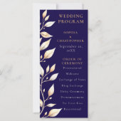 Elegantes Hochzeitsprogramm mit botanischer Navy-U (Vorderseite)