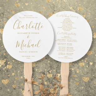 Elegantes Hochzeitsprogramm mit Gold-Schriftzug Fächer